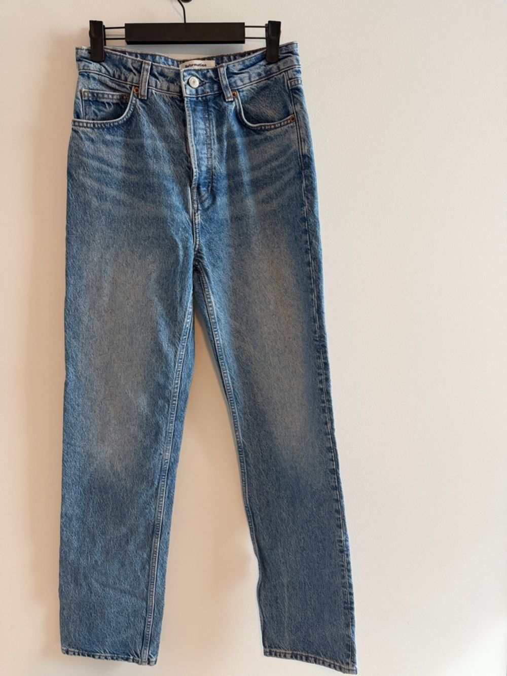 Reformation Cynthia Ultra High Rise Straight Leg Jeans Size 27 Light Wash 32”